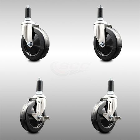 Service Caster 5 Inch 316SS Hard Rubber Swivel 1-1/4 Inch Expanding Stem Caster Brake SCC, 2PK SCC-SS316EX20S514-HRS-2-TLB-2-114